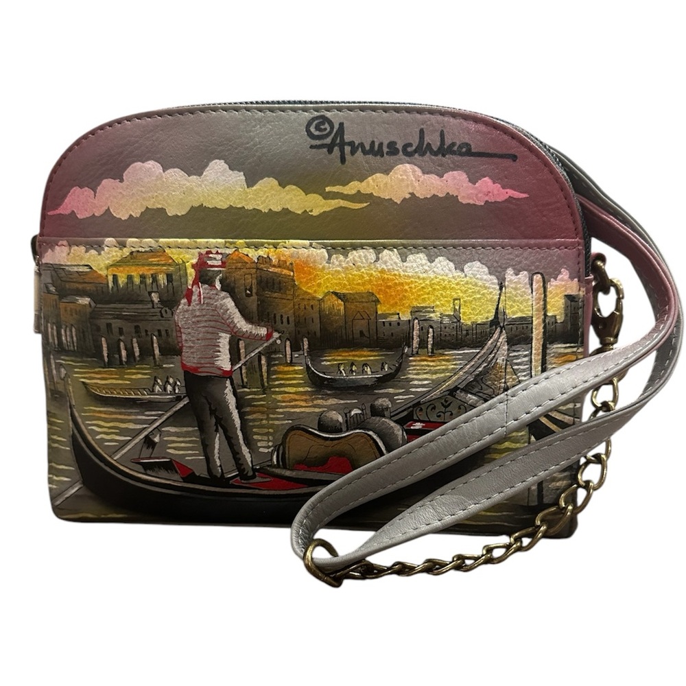 NWT Anuschka Double Zip Crossbody Wristlet